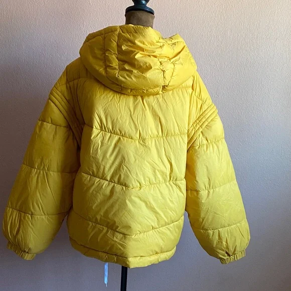 Zara Mustard Yellow Hooded Puffer Jacket - Picture 3 of 14